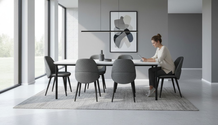Salle à manger Groupe Table à manger Chaises Table Bois Ensemble 7 pièces Gris Moderne Ensemble