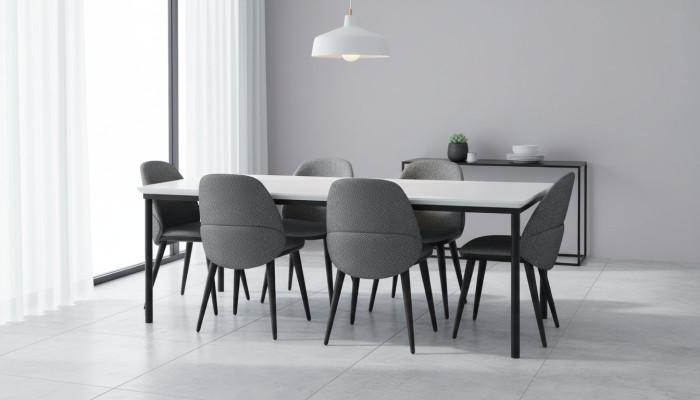 Salle à manger Groupe Table à manger Chaises Table Bois Ensemble 7 pièces Gris Moderne Ensemble