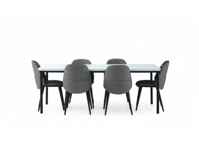 Salle à manger Groupe Table à manger Chaises Table Bois Ensemble 7 pièces Gris Moderne Ensemble