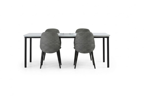 Groupe Salle à manger Table à manger Chaises Table Bois Ensemble 5 pièces Gris Design Ensemble