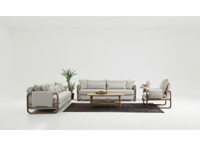 Ensemble de canapés 3 places Fauteuil Trois places Moderne Tissu Gris Design