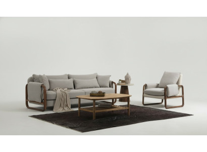 Ensemble de canapé 4 places Fauteuil Design en tissu gris moderne 