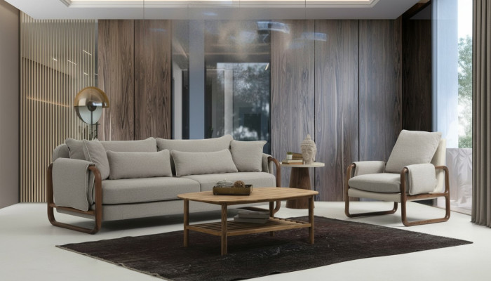 Ensemble canapé 21 places Fauteuil Deux places Moderne Tissu gris Design de l'ensemble