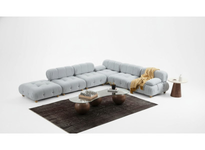 Canapé d'angle Canapé Tissu Salon Canapés d'angle Gris Moderne Polyester Design