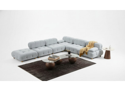 Canapé d'angle Canapé Tissu Salon Canapés d'angle Gris Moderne Polyester Design