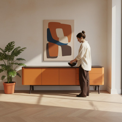 Buffet Commode Armoire de luxe Commodes Salles de séjour Meubles en bois Orange