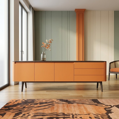 Buffet Commode Armoire de luxe Commodes Salles de séjour Meubles en bois Orange
