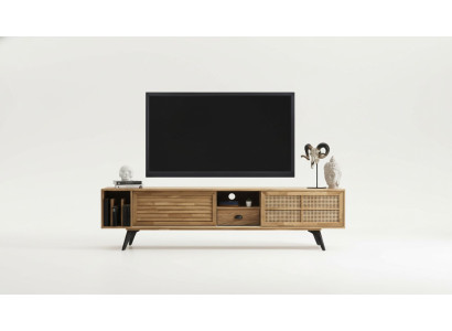 Meuble TV Meuble TV Lowboard Table basse Marron Bois Moderne Salon Complet