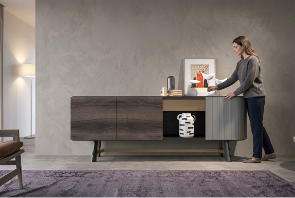Enfilade Commode Bois Buffet Armoire Salle à manger Moderne Noir