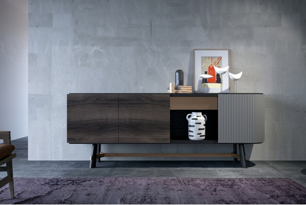 Enfilade Commode Bois Buffet Armoire Salle à manger Moderne Noir