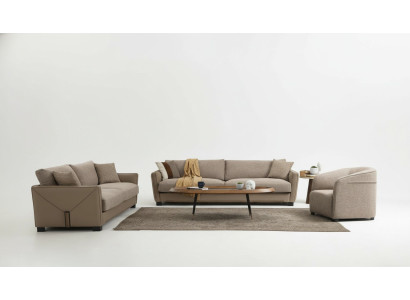 Ensemble de canapé moderne Set 331 Fauteuil 3 places Trois places Moderne Tissu Beige Ensemble 3 pièces