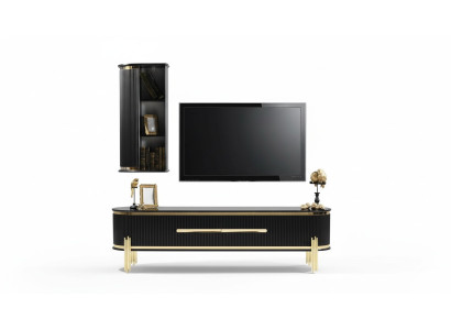 Meuble TV bas de luxe moderne Meuble TV Buffet Meuble TV Mobilier de salon noir or