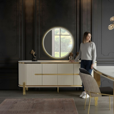 Buffet de luxe Commode en bois Buffet Armoire Salle à manger Moderne Blanc