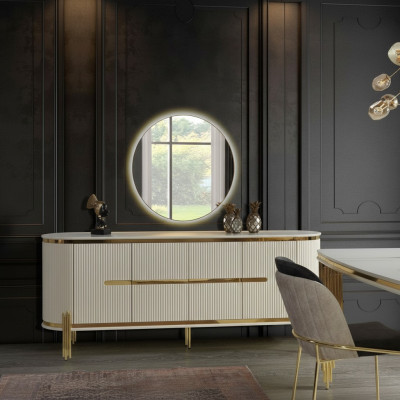 Buffet de luxe Commode en bois Buffet Armoire Salle à manger Moderne Blanc