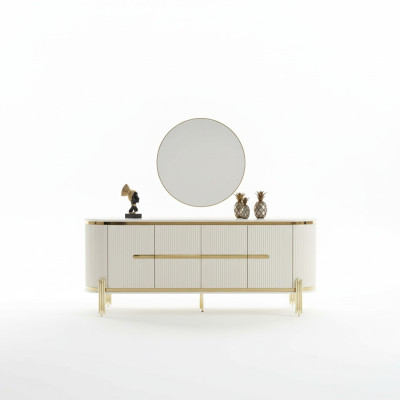 Buffet de luxe Commode en bois Buffet Armoire Salle à manger Moderne Blanc