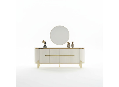 Buffet de luxe Commode en bois Buffet Armoire Salle à manger Moderne Blanc