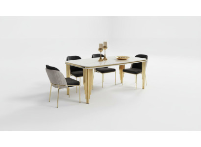 Mobilier de salle à manger moderne Ensemble de salle à manger de luxe Table à manger Ensemble de table à manger Chaises Blanches 5 pièces