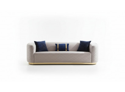 Canapé de luxe en acier inoxydable beige avec trois places, design de canapé pour le salon