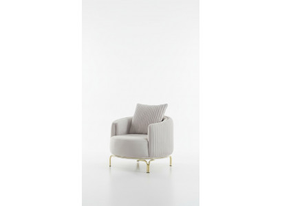 Fauteuil de luxe Blanc Une place Mobilier de salon En polyester, acier inoxydable