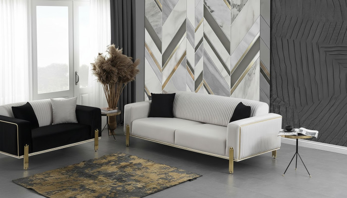 Canapé trois places blanc moderne Canapé Meubles rembourrés Mobilier de salon neuf