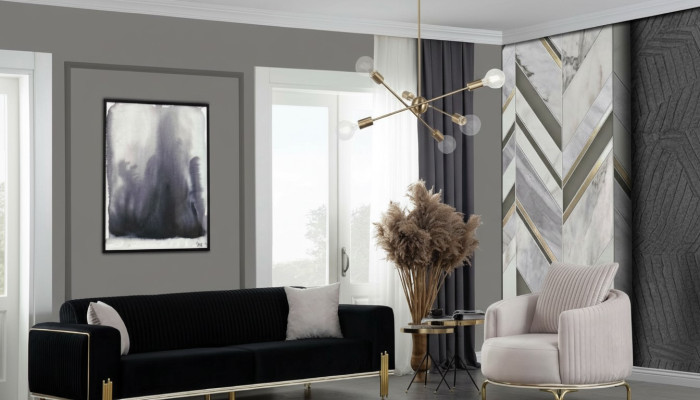 Ensemble de canapé moderne trois places avec fauteuil assorti et revêtement en acier inoxydable 2 pièces.
