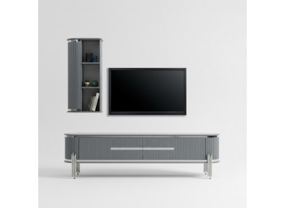 Meuble TV armoire TV bas étagères bahut table moderne gris luxe neuf