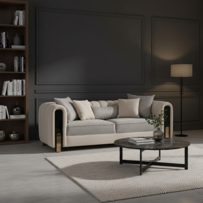 Canapé de luxe blanc trois places design moderne en acier inoxydable pour le salon