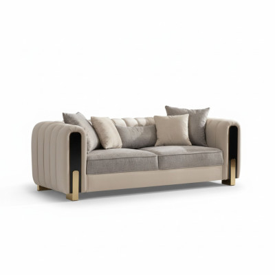 Canapé de luxe blanc trois places design moderne en acier inoxydable pour le salon