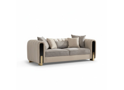 Canapé de luxe blanc trois places design moderne en acier inoxydable pour le salon