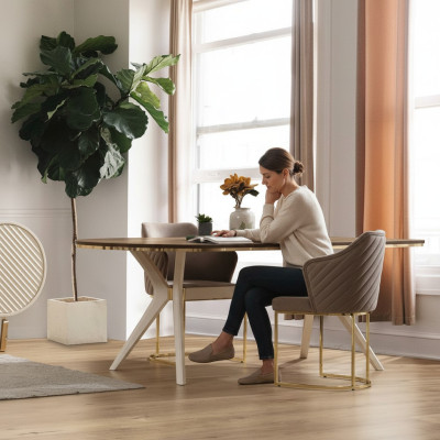 Ensemble de salle à manger Salle à manger Dinette de luxe Table à manger Table Chaises Marron Ensemble 5 pièces