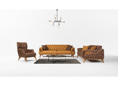 Groupe de sièges Chesterfield, ensemble de canapé de luxe trois places fauteuil 3 pièces