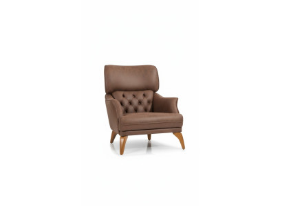 Fauteuil de luxe Fauteuil ailes Cuir Marron Salon Polyester Une place