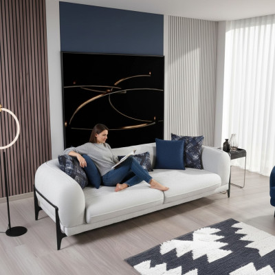 Modernes canapé en tissu trois places pour le salon, meubles de designer sofas