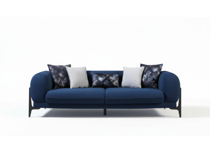 Bleu, troix places, canapé de luxe, canapé moderne, mobilier de salon en acier inoxydable.