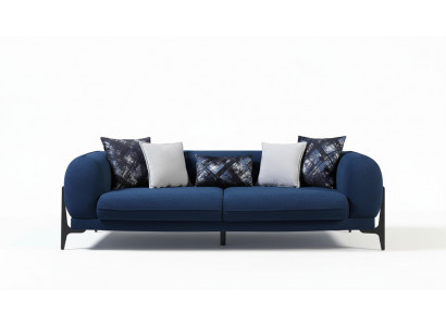 Bleu, troix places, canapé de luxe, canapé moderne, mobilier de salon en acier inoxydable.