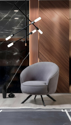 Moderne Fauteuil Gris Pieds en Acier Inoxydable Fauteuil en Tissu Polyester pour une Personne