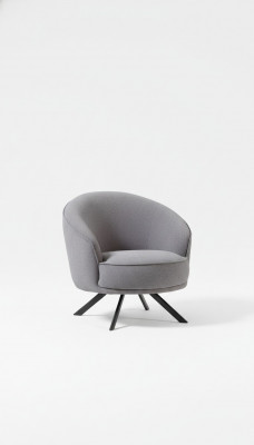 Moderne Fauteuil Gris Pieds en Acier Inoxydable Fauteuil en Tissu Polyester pour une Personne