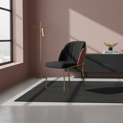 Chaise de salle à manger Chaise Chaise de cuisine Fauteuil inclinable de luxe Rose Noir Moderne