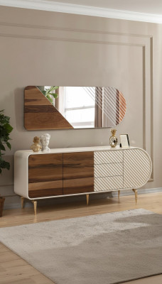 Buffet moderne Commodes Armoire en bois Mobilier en acier inoxydable Blanc Meubles de luxe