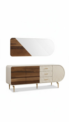 Buffet moderne Commodes Armoire en bois Mobilier en acier inoxydable Blanc Meubles de luxe