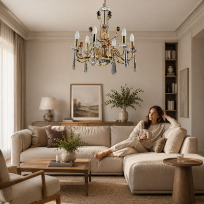 Lustre en cristal moderne lampe de plafond plafond splendeur lampe en cristal suspendue