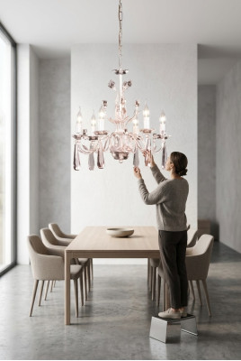 Grande lampe suspendue Lampe de salon Kronenluster Chandelier en cristal blanc
