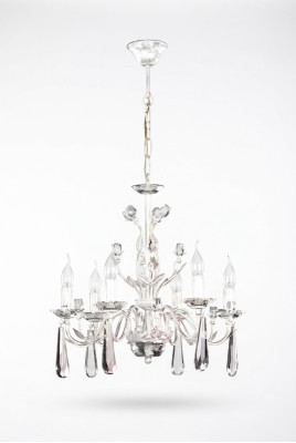 Grande lampe suspendue Lampe de salon Kronenluster Chandelier en cristal blanc