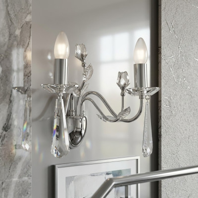 Applique murale, couronne lumineuse, lustre, applique murale, lustre mural, lampes en cristal argenté