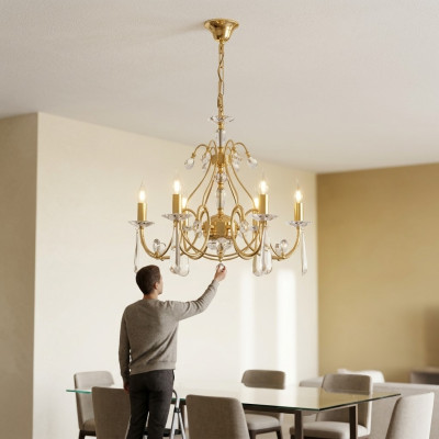 Lustre de plafond classique Lustre de plafond en laiton doré lustre lumineux nouvel