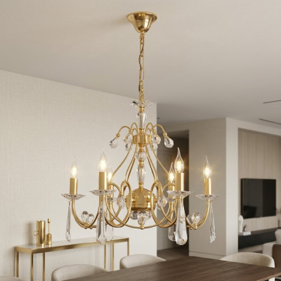 Lustre de plafond classique Lustre de plafond en laiton doré lustre lumineux nouvel