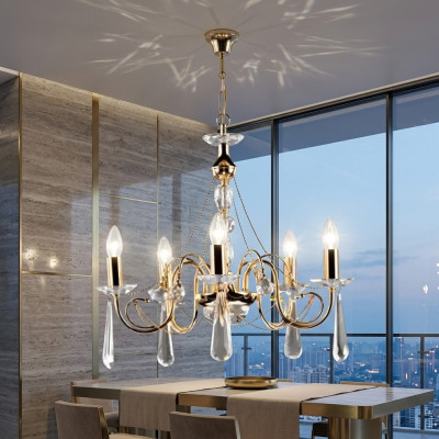Lustre en cristal suspendu lustre luminaire décoratif lustre plafonnier luxueux en cristal