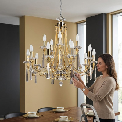 Lustre de luxe lustre plafonnier Lustre plafonnier Art Or Cristal