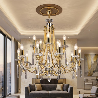 Lustre de luxe lustre plafonnier Lustre plafonnier Art Or Cristal