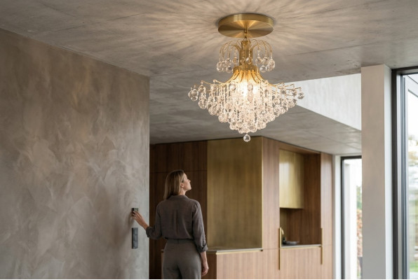 Lustre de plafond de lustre de luxe royal en or